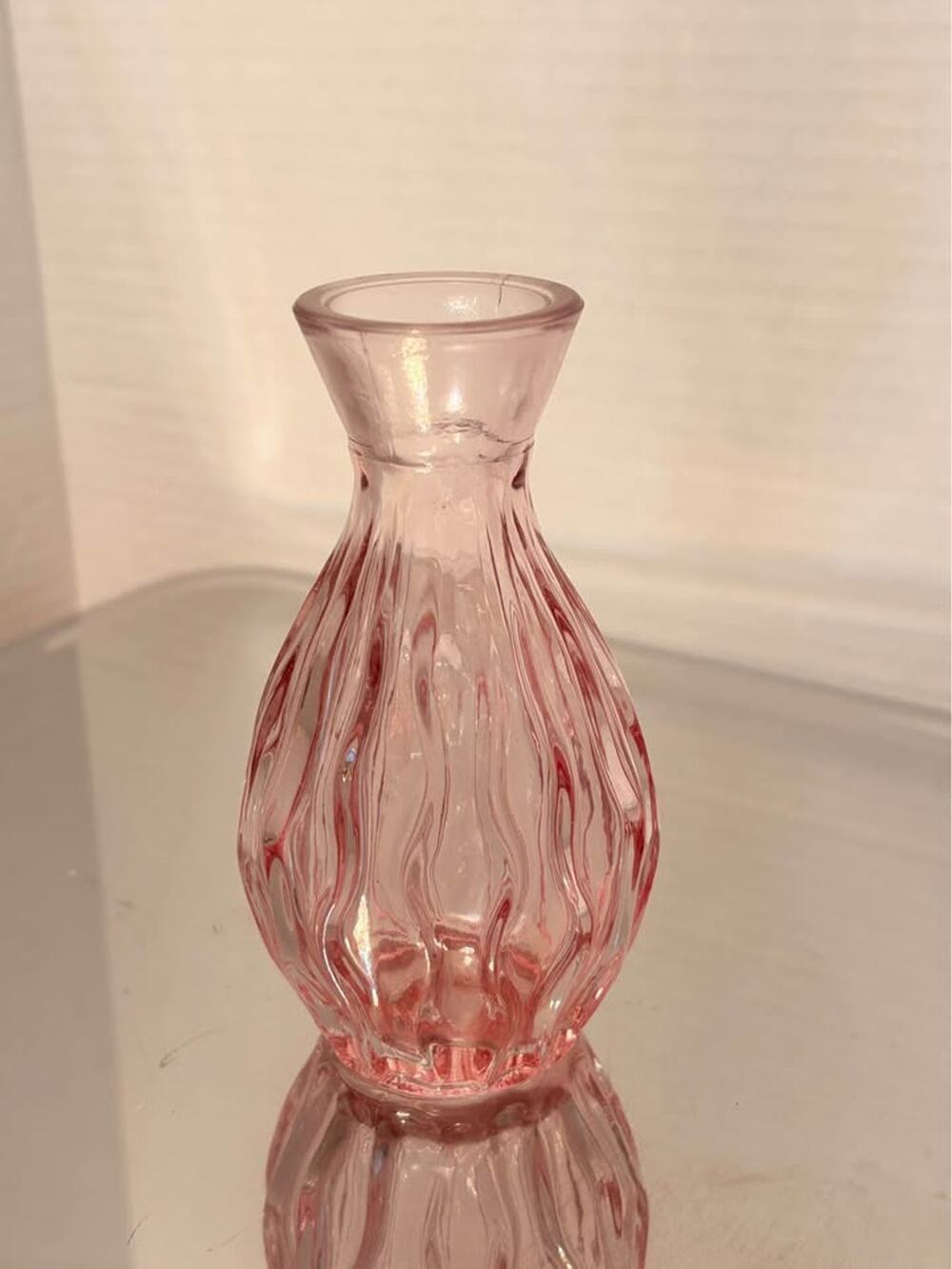 Pink Wavy Glass bud Vase